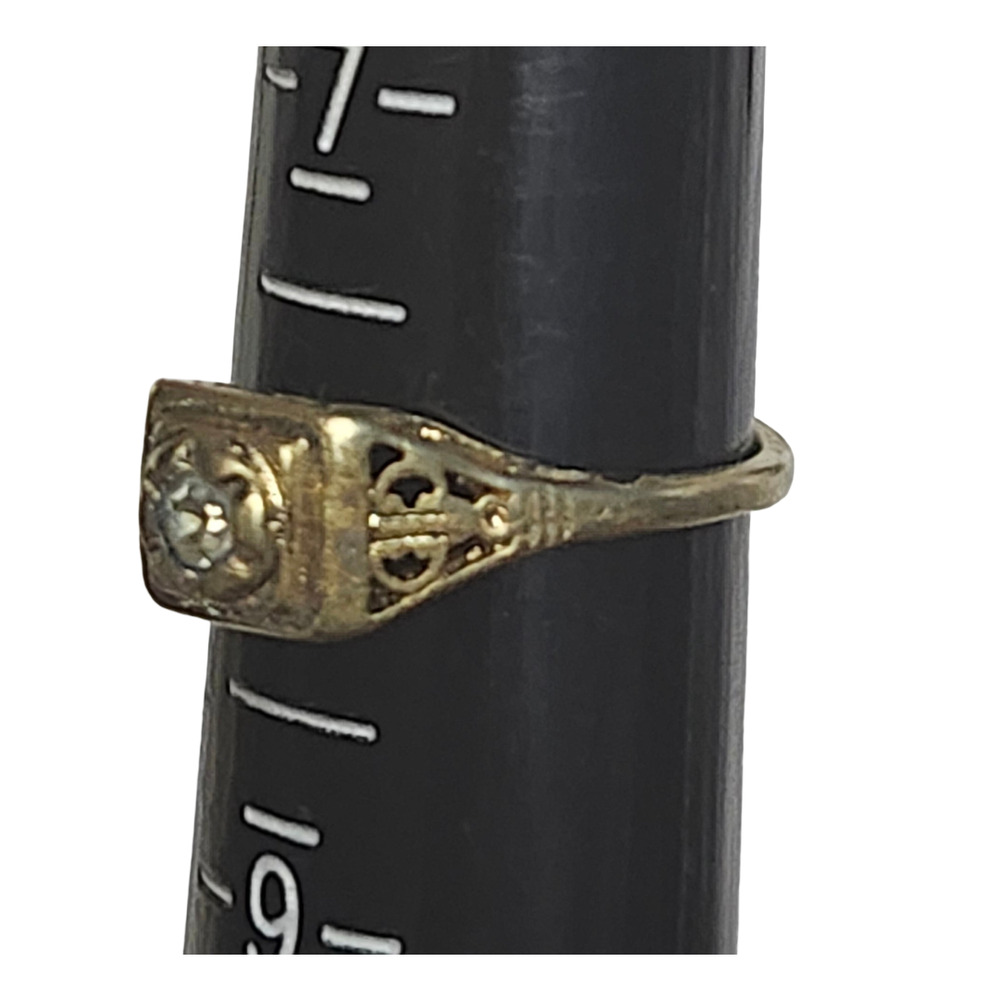 ​Antique 1930s Art Deco Depression Era Filigree Gold Filled Ring Size 9 - Picture 5 of 6